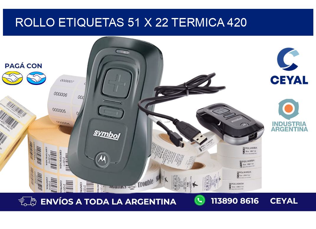 Rollo etiquetas 51 x 22 termica 420
