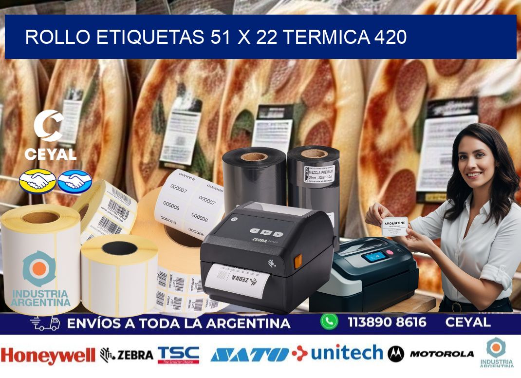 Rollo etiquetas 51 x 22 termica 420