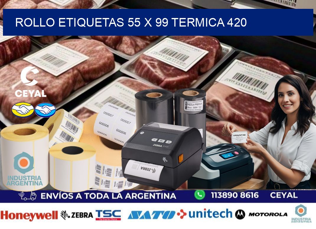 Rollo etiquetas 55 x 99 termica 420