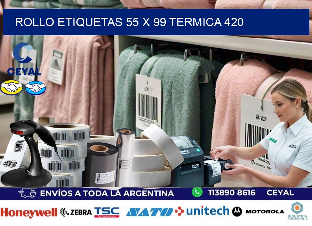 Rollo etiquetas 55 x 99 termica 420