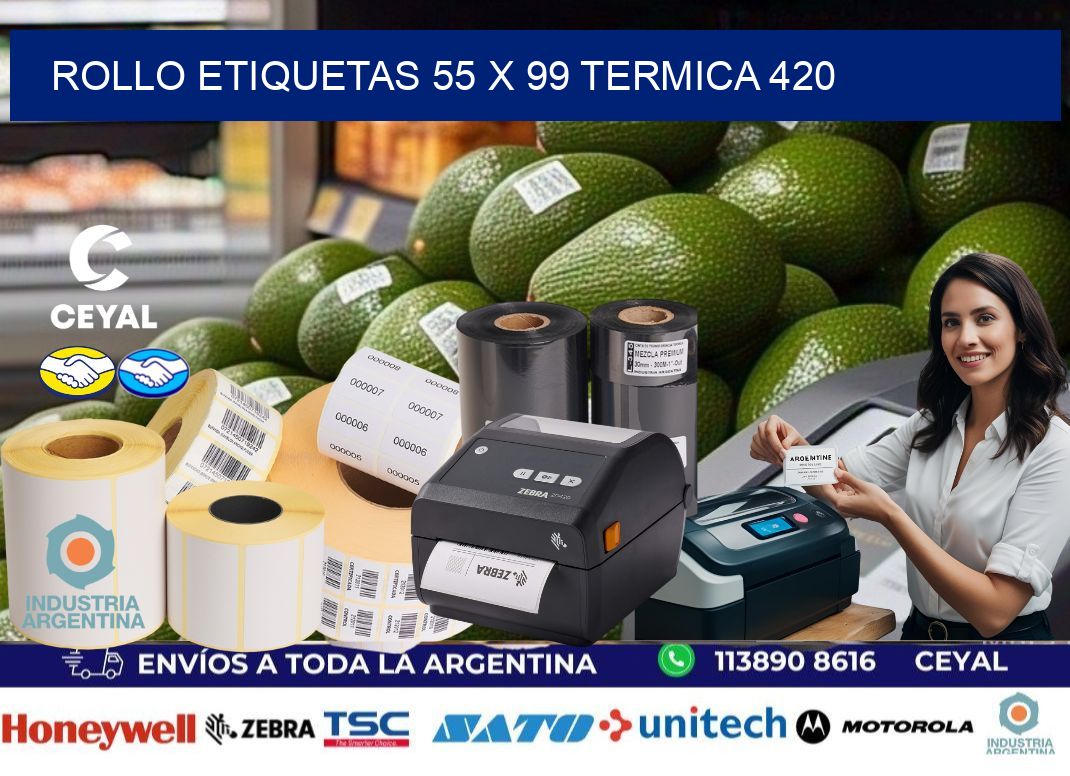 Rollo etiquetas 55 x 99 termica 420