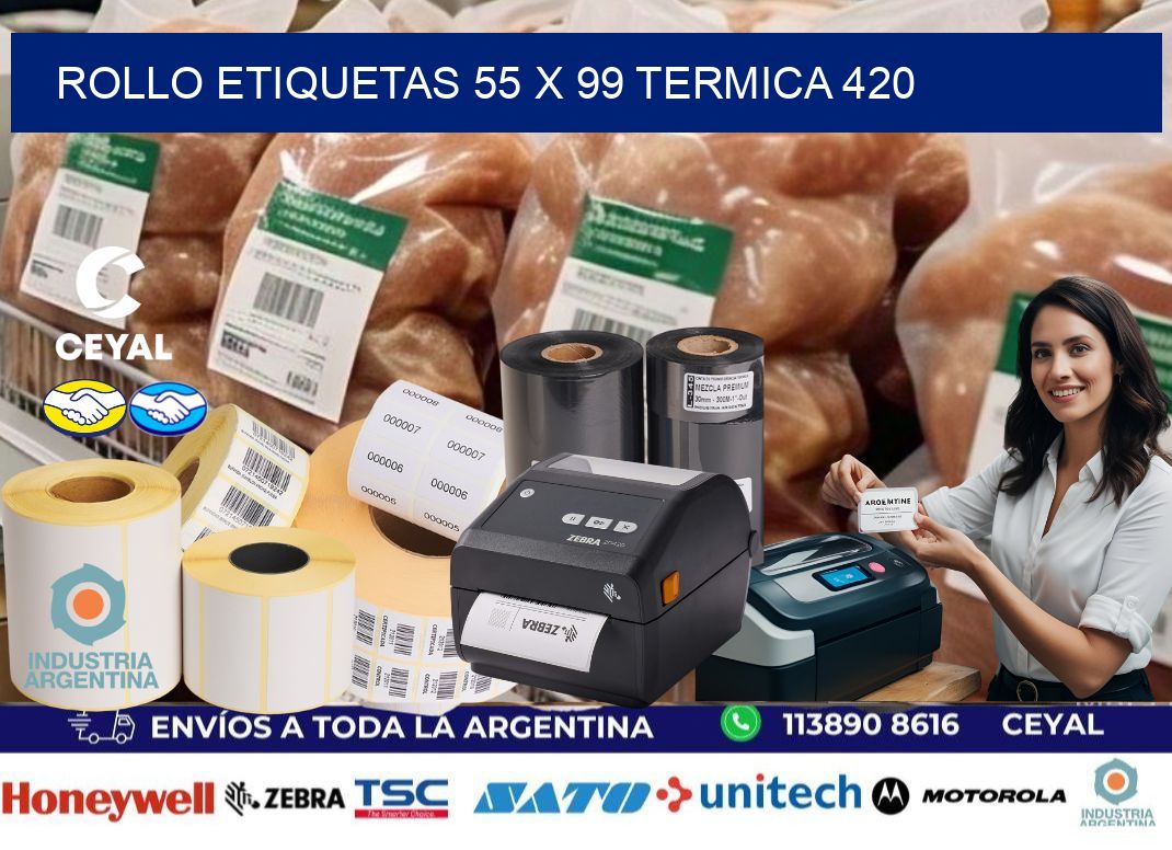 Rollo etiquetas 55 x 99 termica 420