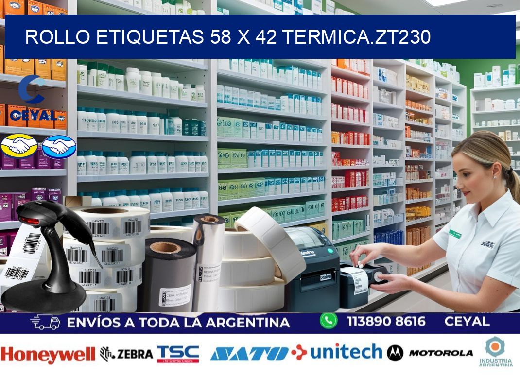 Rollo etiquetas 58 x 42 termica.zt230