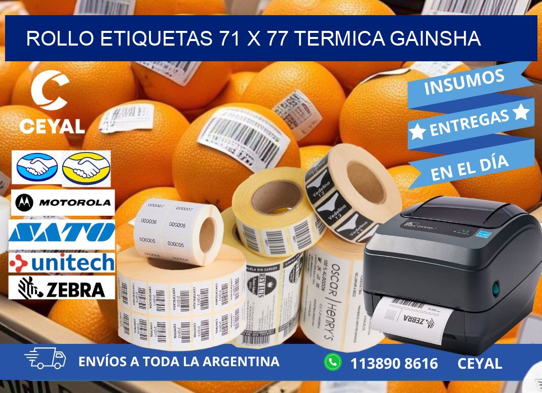 Rollo etiquetas 71 x 77 termica gainsha