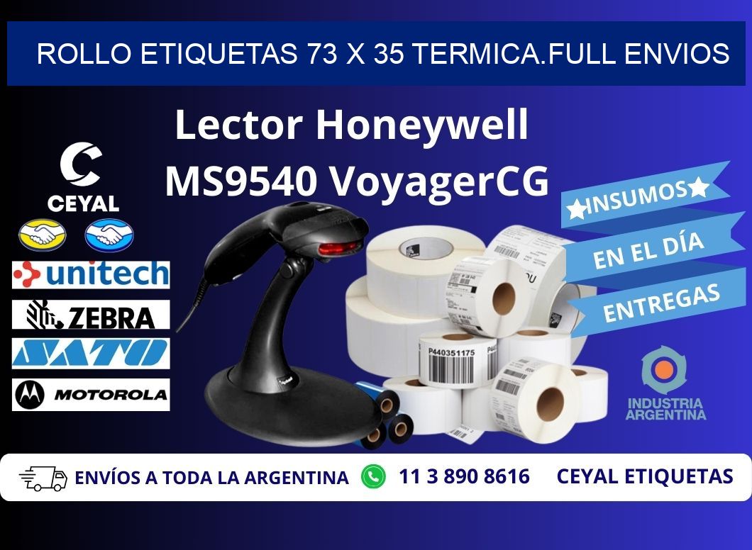 Rollo etiquetas 73 x 35 termica.full envios