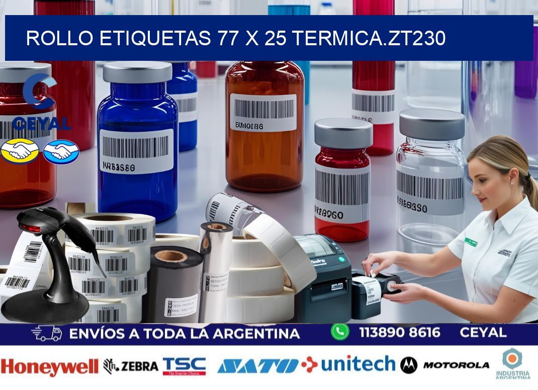 Rollo etiquetas 77 x 25 termica.zt230