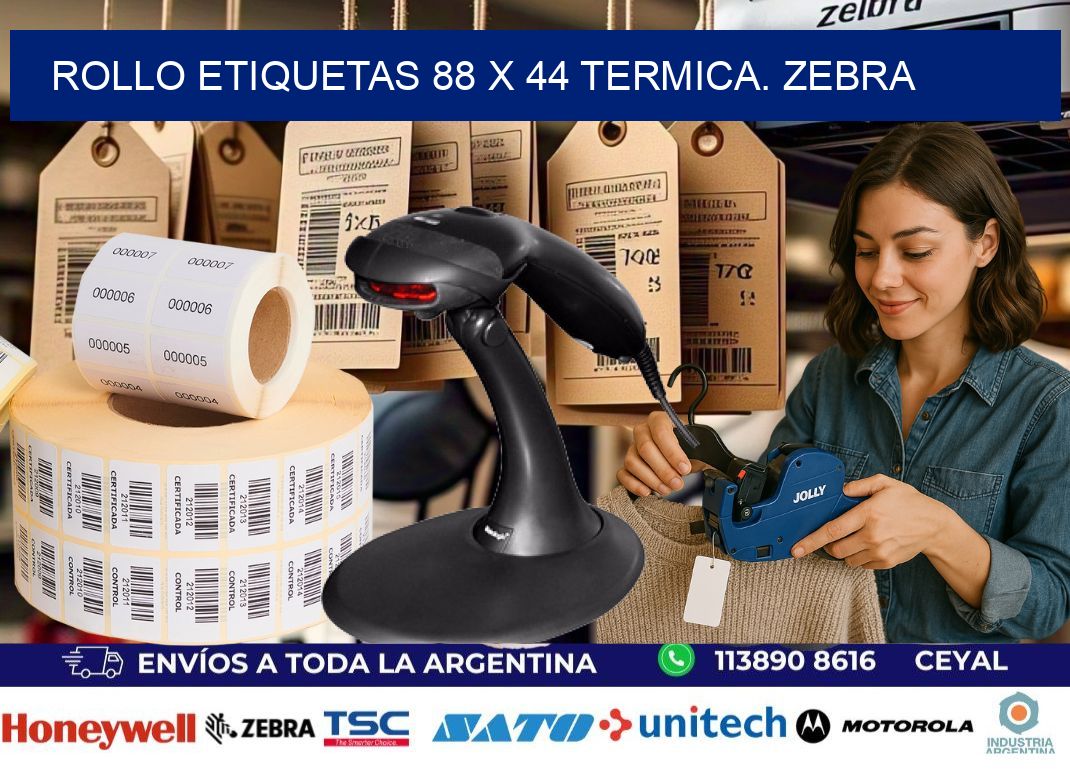 Rollo etiquetas 88 x 44 termica. zebra