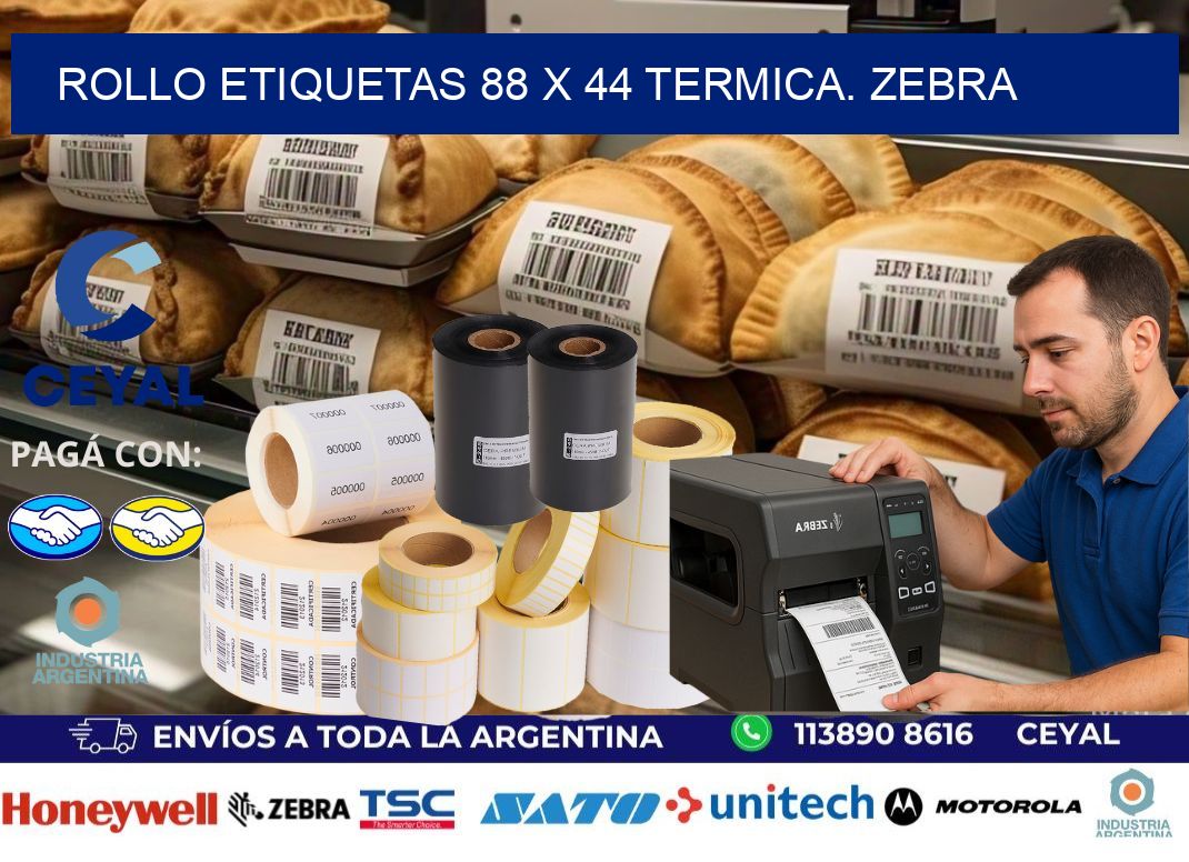 Rollo etiquetas 88 x 44 termica. zebra