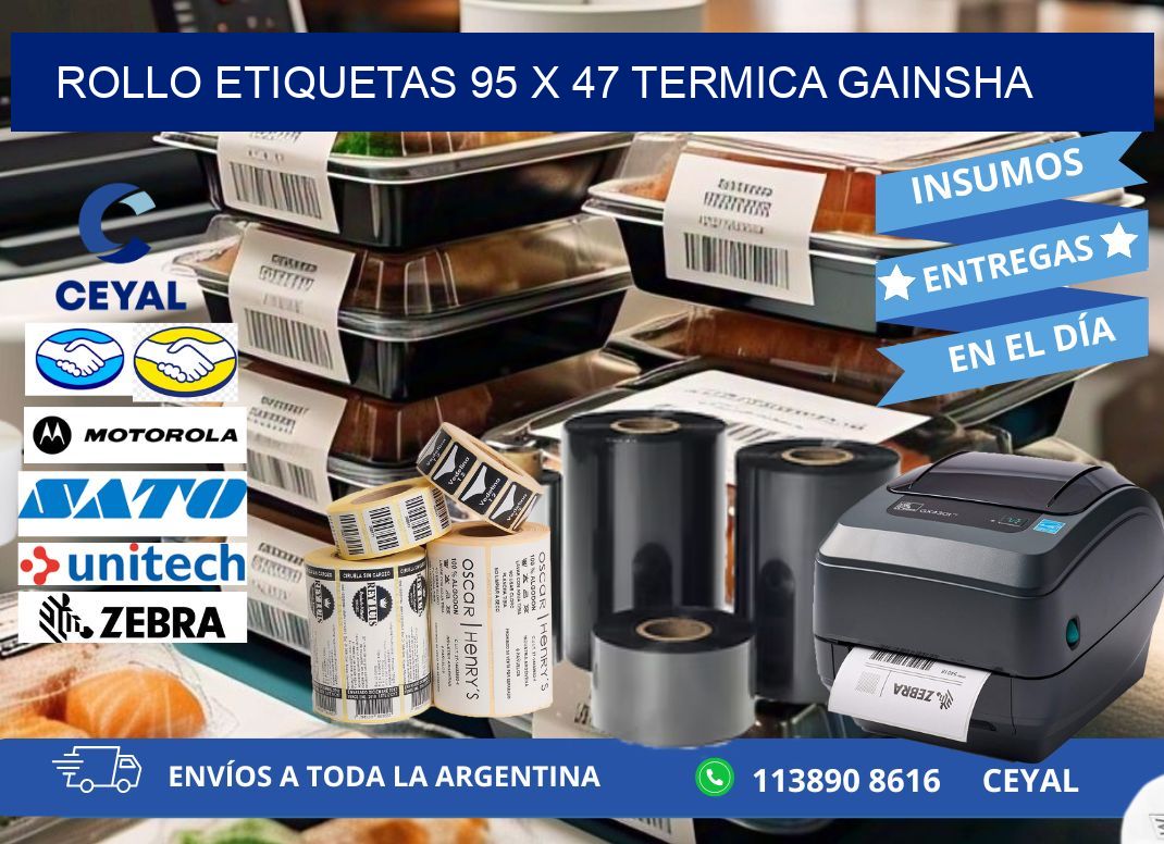 Rollo etiquetas 95 x 47 termica gainsha