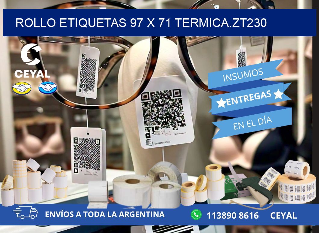 Rollo etiquetas 97 x 71 termica.zt230
