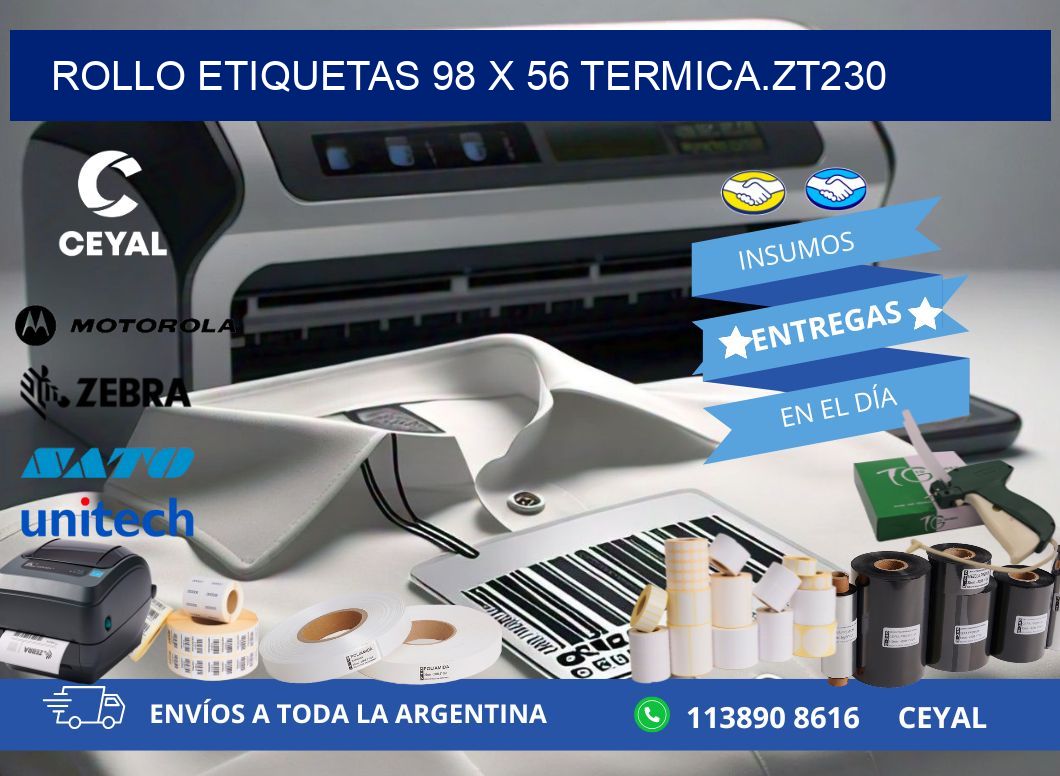 Rollo etiquetas 98 x 56 termica.zt230