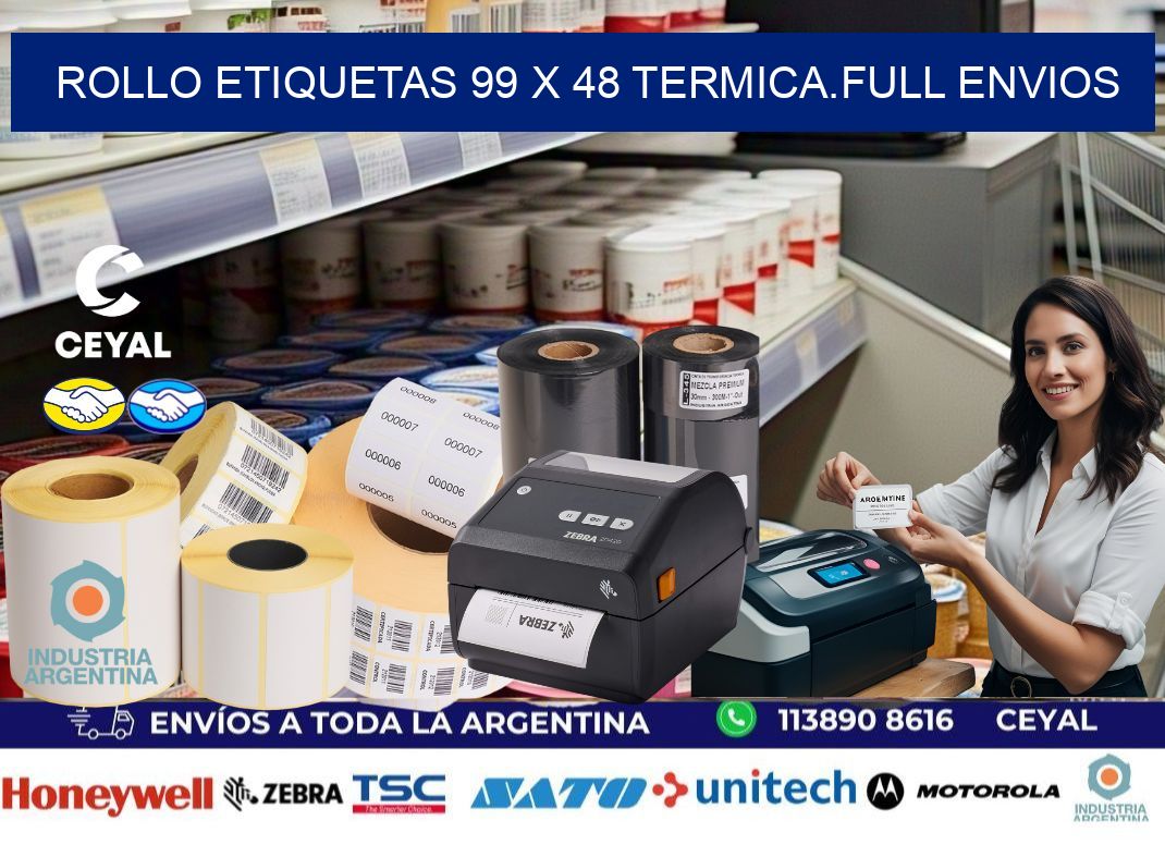 Rollo etiquetas 99 x 48 termica.full envios