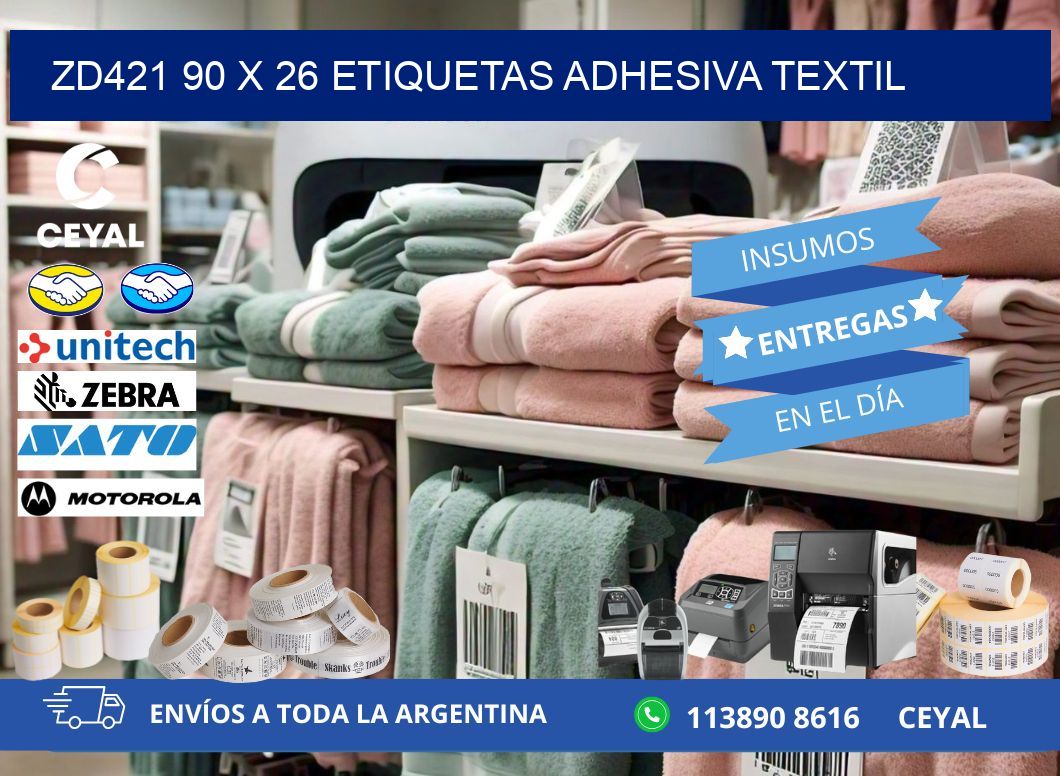 ZD421 90 x 26 ETIQUETAS ADHESIVA TEXTIL