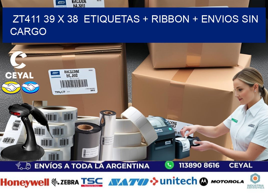 ZT411 39 x 38  etiquetas + ribbon + envios sin cargo