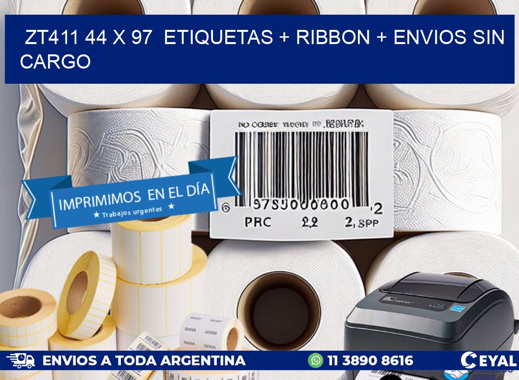 ZT411 44 x 97  etiquetas + ribbon + envios sin cargo