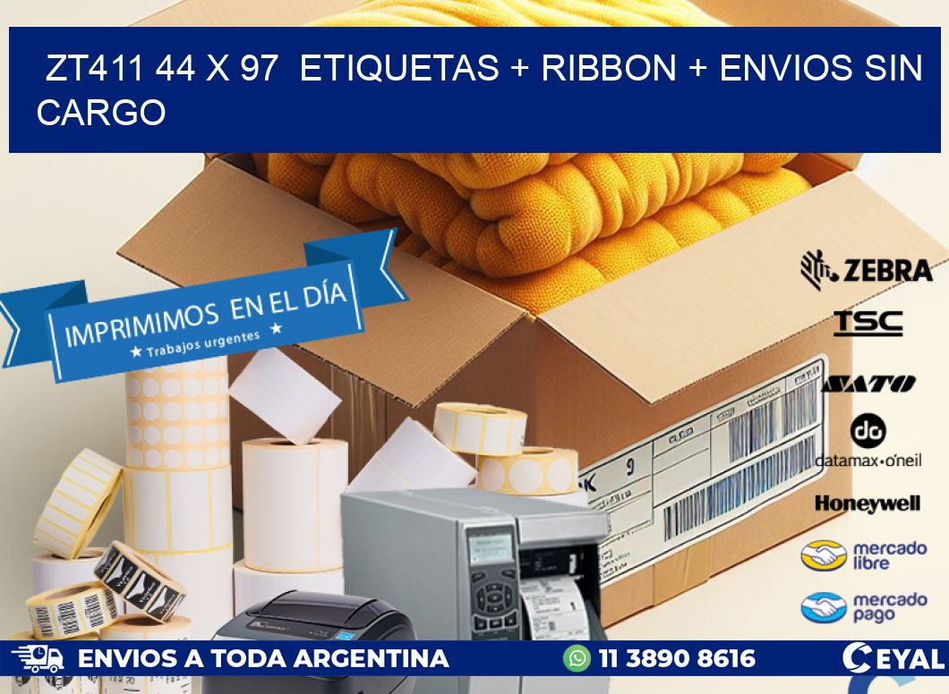 ZT411 44 x 97  etiquetas + ribbon + envios sin cargo