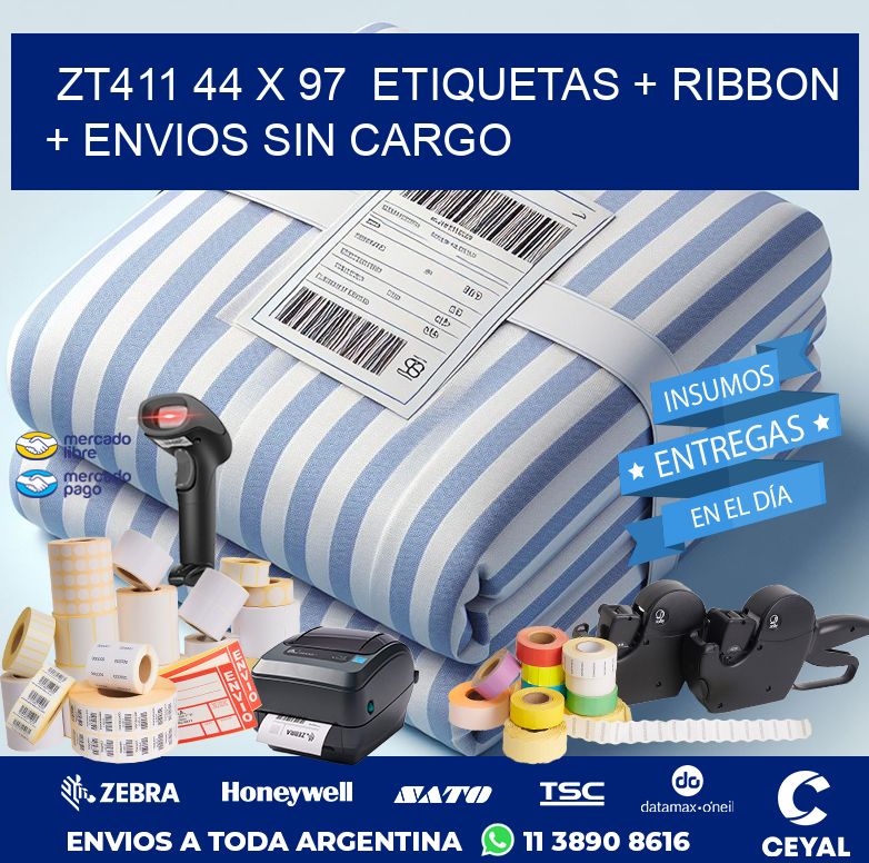 ZT411 44 x 97  etiquetas + ribbon + envios sin cargo