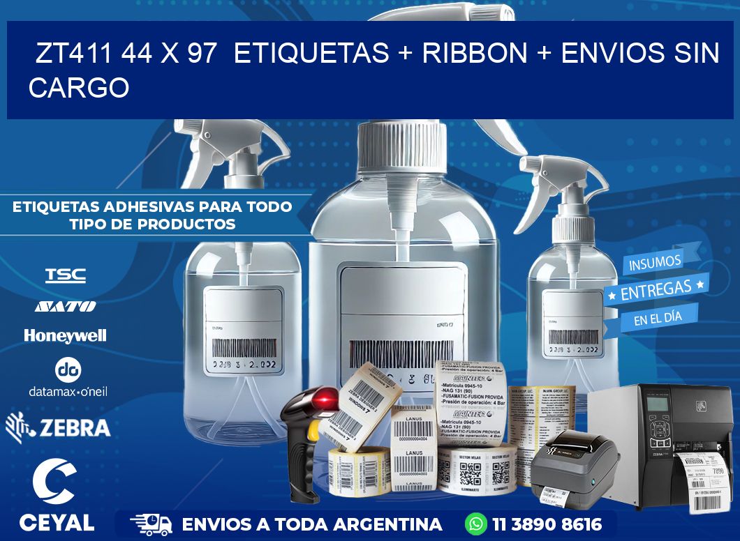 ZT411 44 x 97  etiquetas + ribbon + envios sin cargo