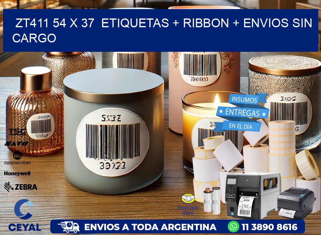 ZT411 54 x 37  etiquetas + ribbon + envios sin cargo