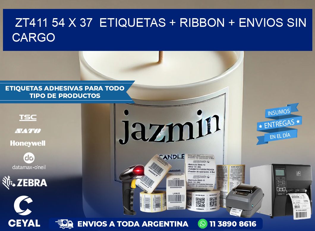 ZT411 54 x 37  etiquetas + ribbon + envios sin cargo