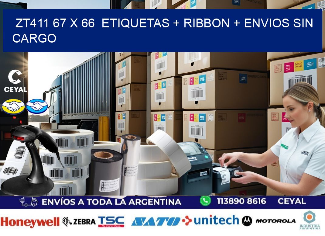 ZT411 67 x 66  etiquetas + ribbon + envios sin cargo
