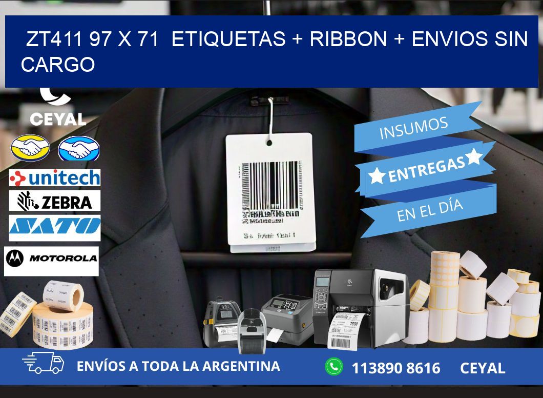 ZT411 97 x 71  etiquetas + ribbon + envios sin cargo