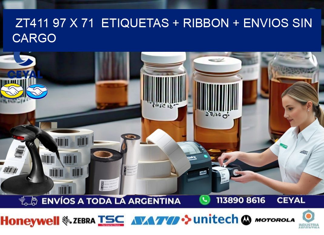 ZT411 97 x 71  etiquetas + ribbon + envios sin cargo