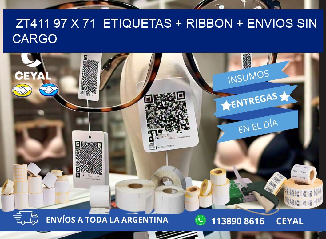 ZT411 97 x 71  etiquetas + ribbon + envios sin cargo