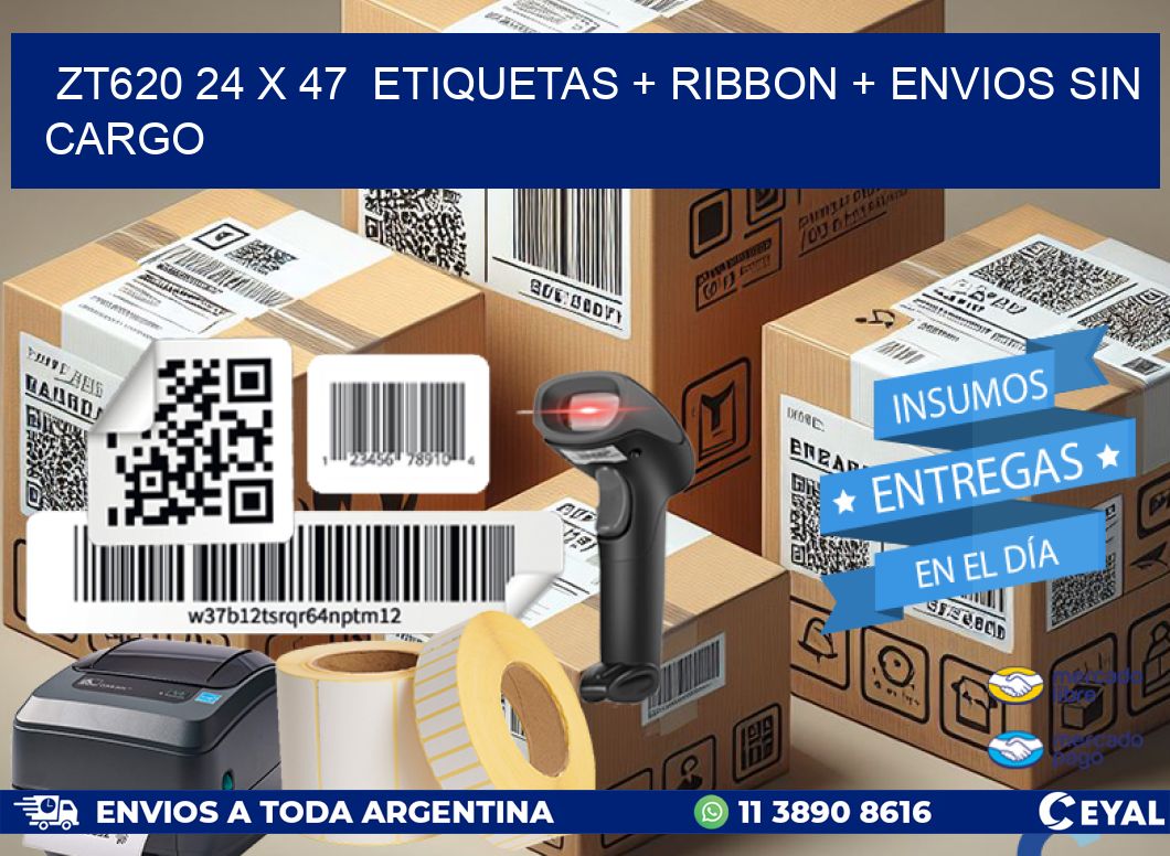 ZT620 24 x 47  etiquetas + ribbon + envios sin cargo