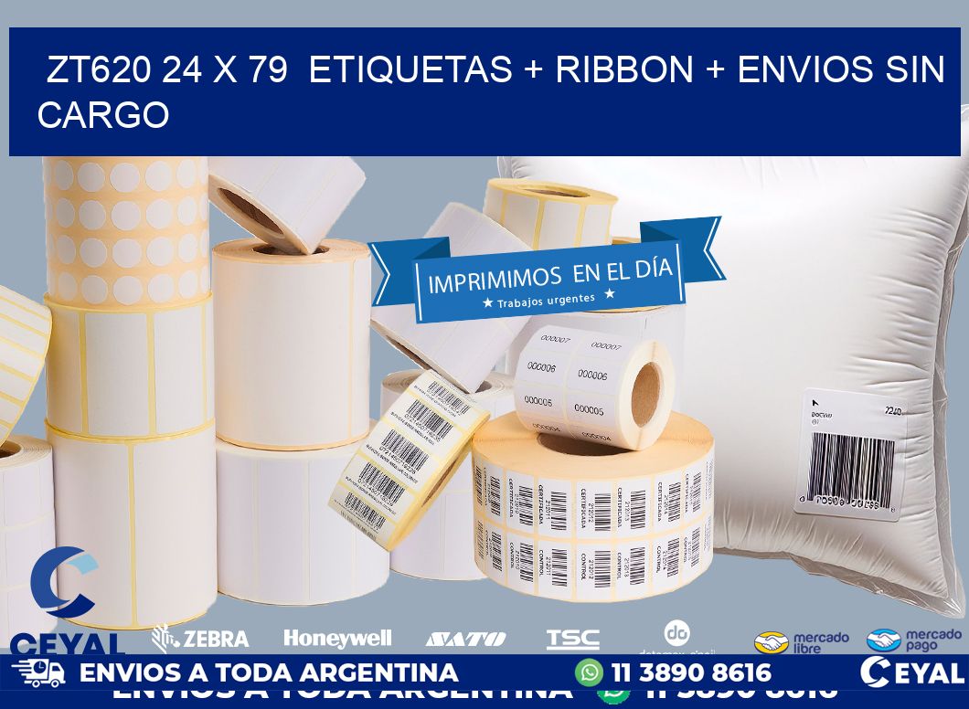 ZT620 24 x 79  etiquetas + ribbon + envios sin cargo