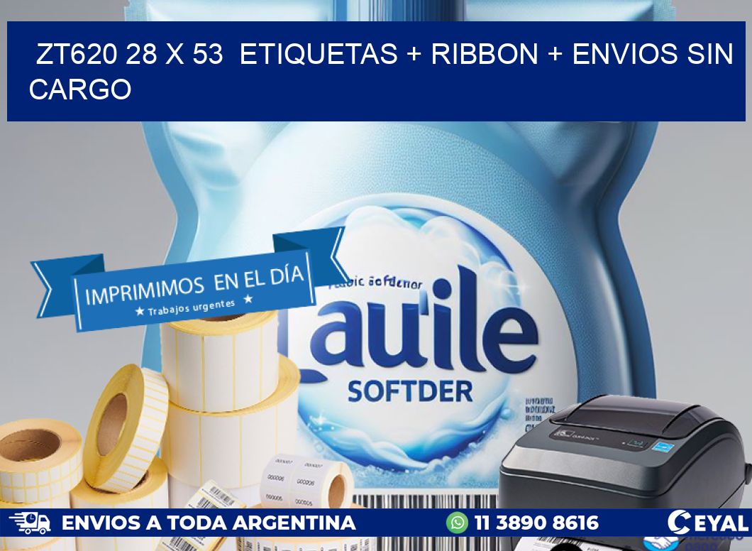 ZT620 28 x 53  etiquetas + ribbon + envios sin cargo