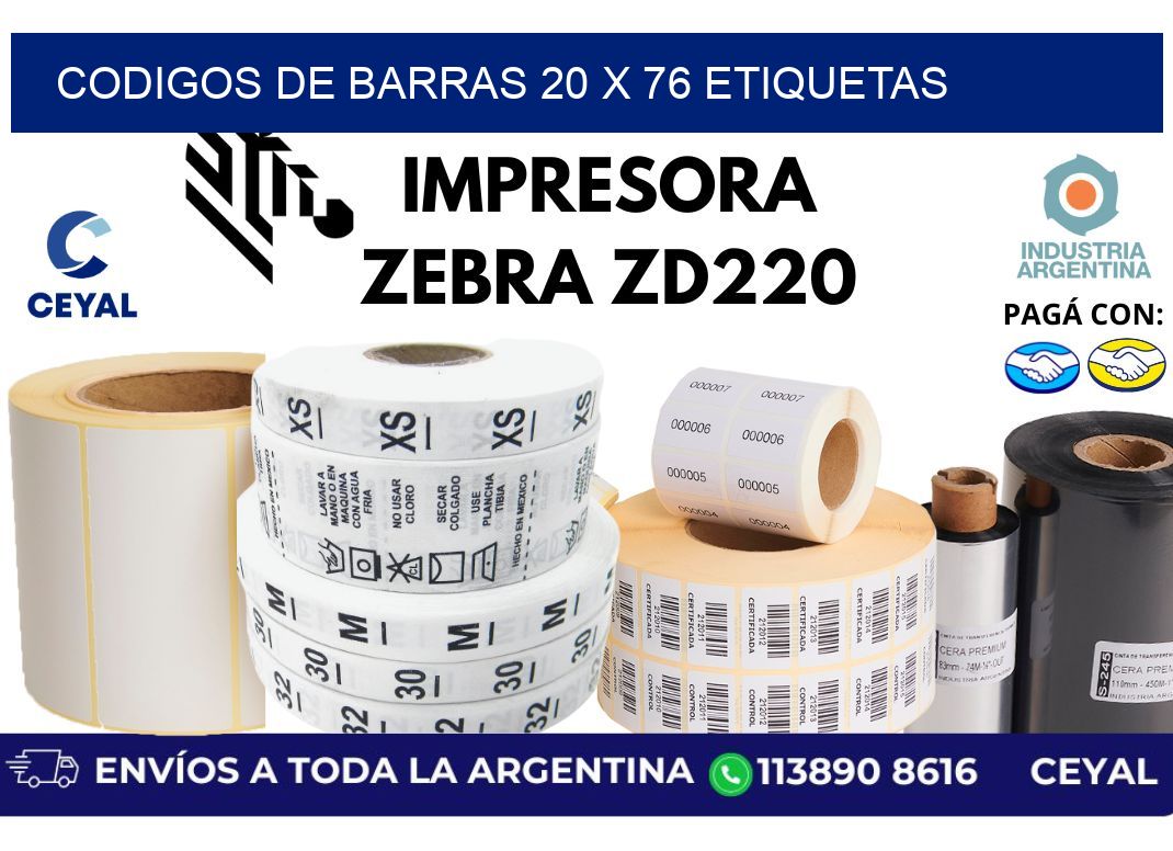 codigos de barras 20 x 76 etiquetas