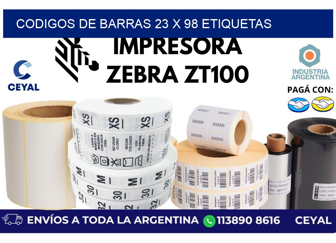 codigos de barras 23 x 98 etiquetas
