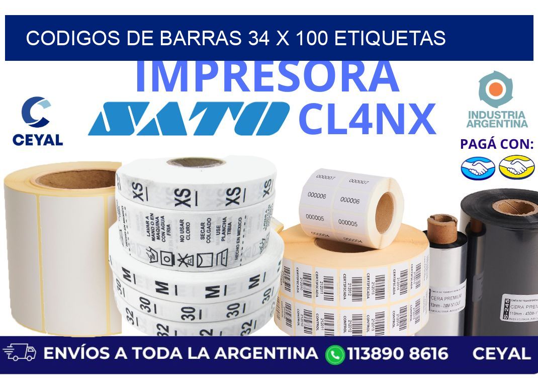 codigos de barras 34 x 100 etiquetas
