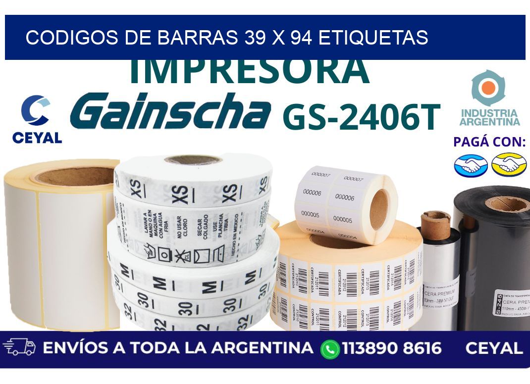 codigos de barras 39 x 94 etiquetas