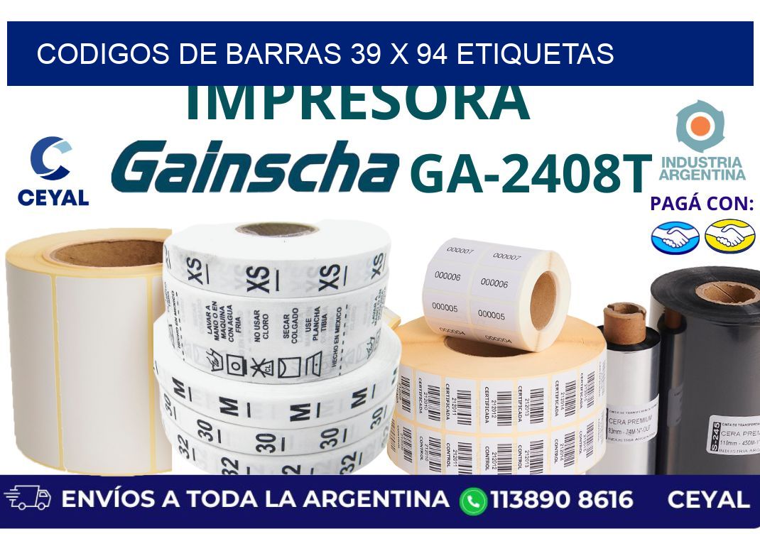 codigos de barras 39 x 94 etiquetas
