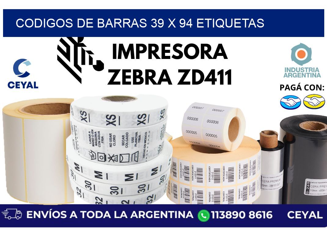 codigos de barras 39 x 94 etiquetas