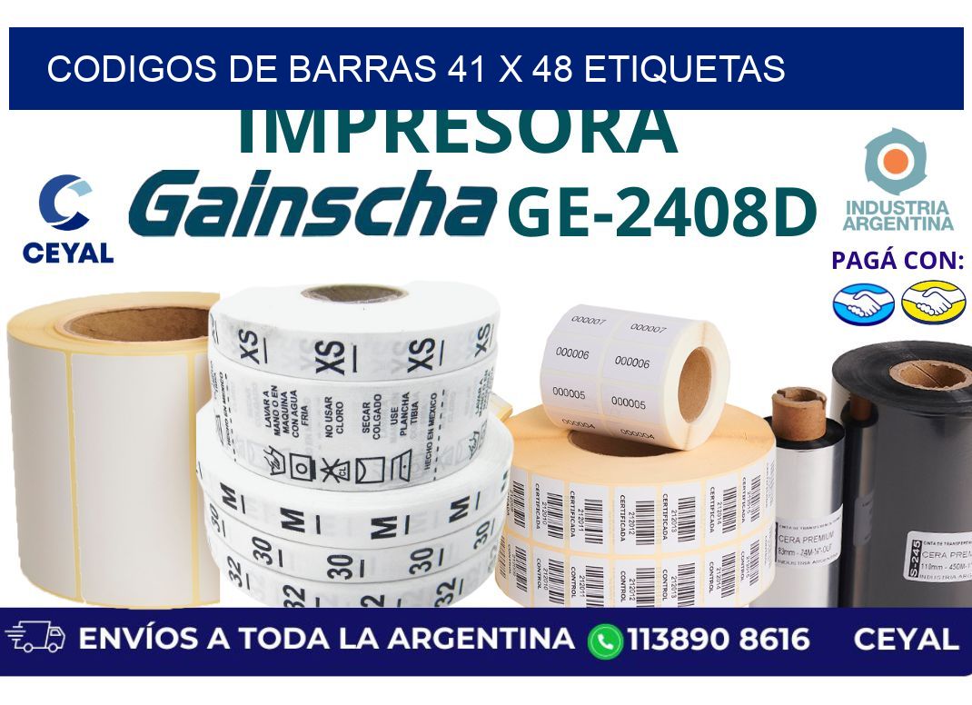 codigos de barras 41 x 48 etiquetas
