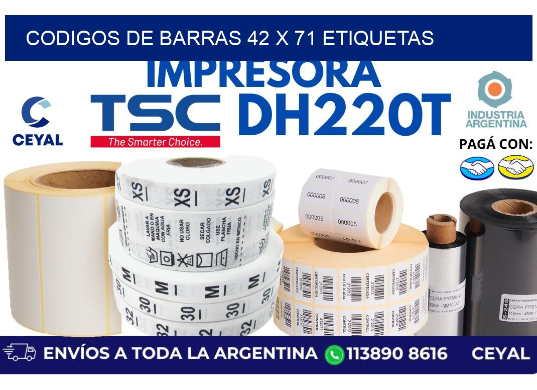 codigos de barras 42 x 71 etiquetas