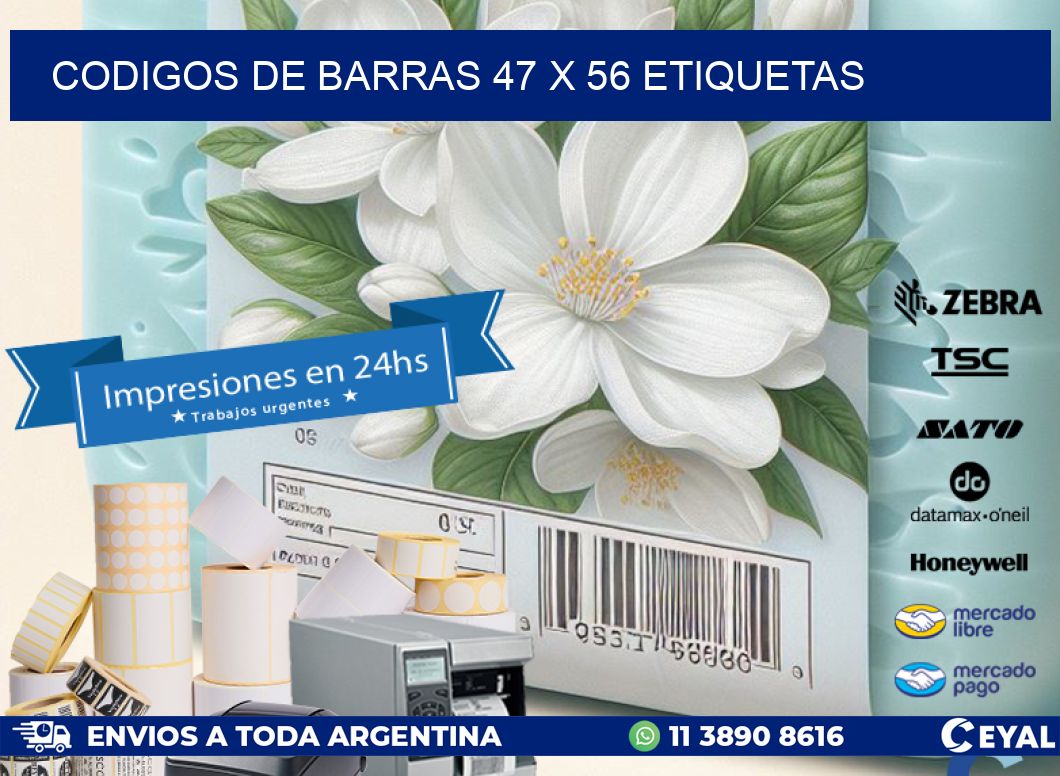 codigos de barras 47 x 56 etiquetas
