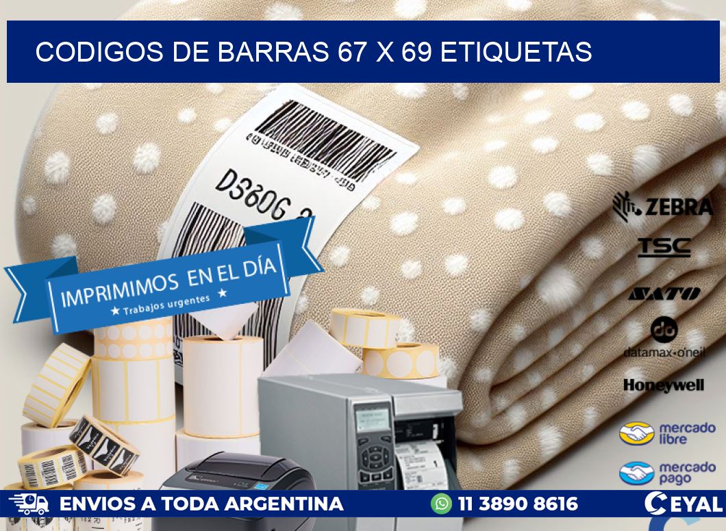 codigos de barras 67 x 69 etiquetas