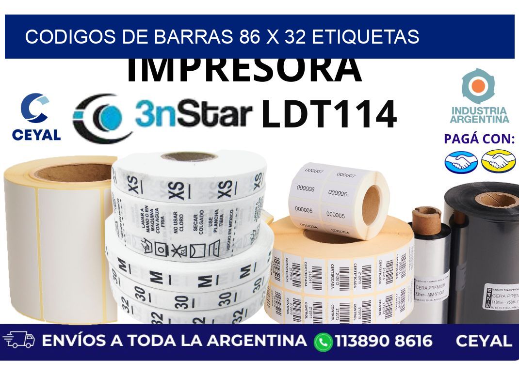 codigos de barras 86 x 32 etiquetas