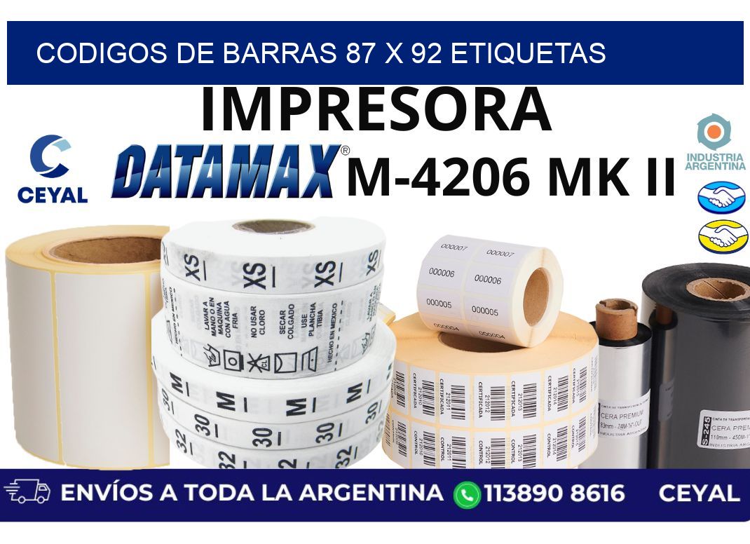 codigos de barras 87 x 92 etiquetas