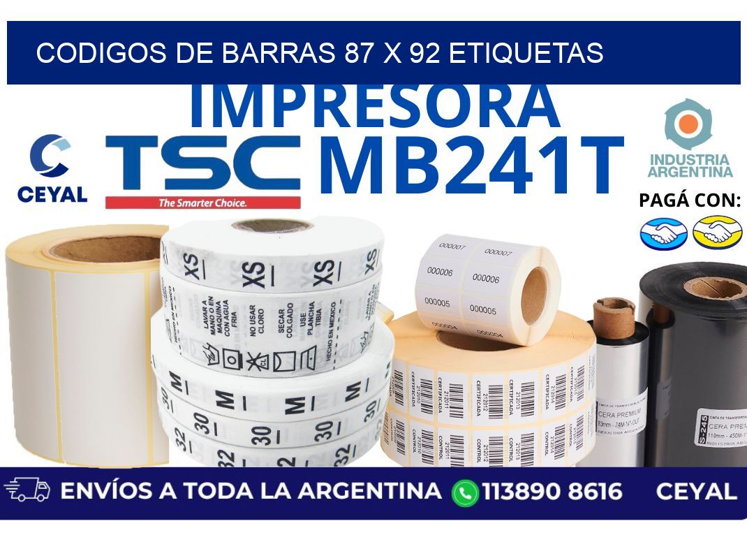 codigos de barras 87 x 92 etiquetas