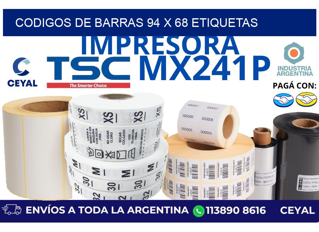 codigos de barras 94 x 68 etiquetas