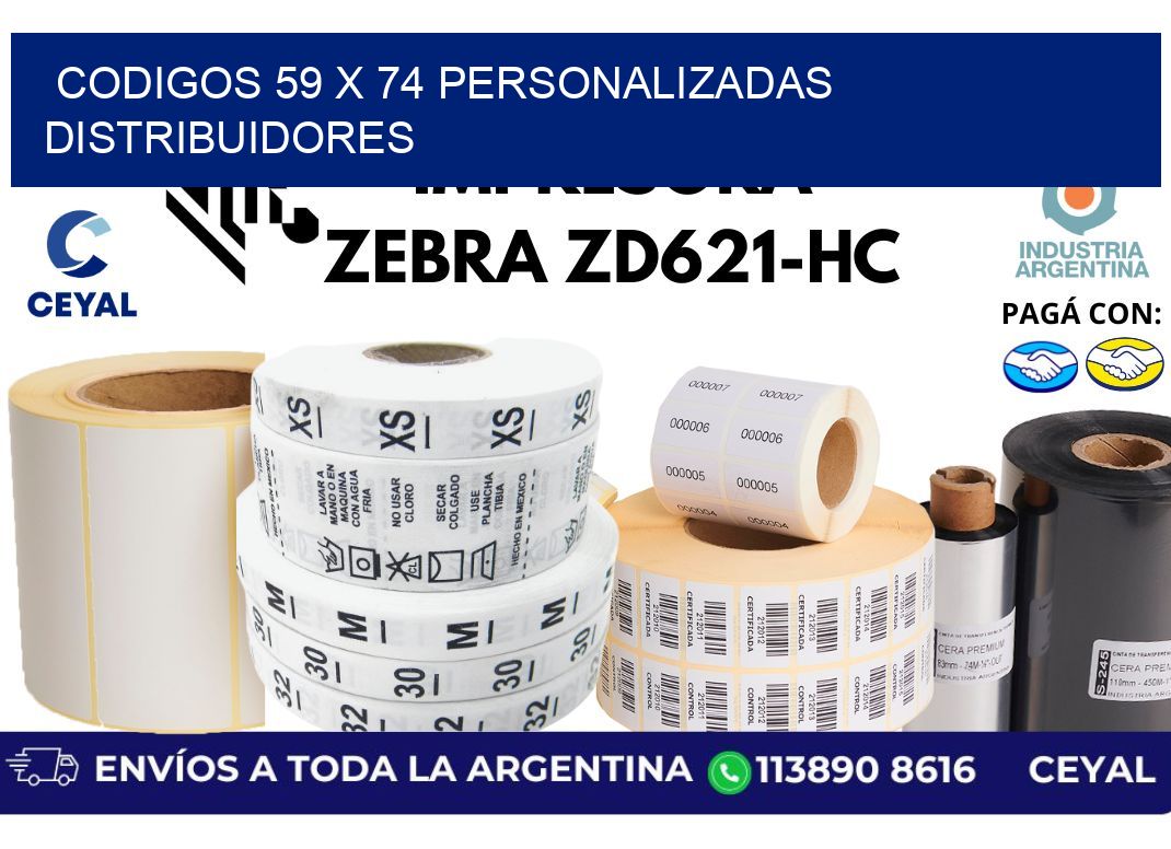 codigos 59 x 74 personalizadas distribuidores