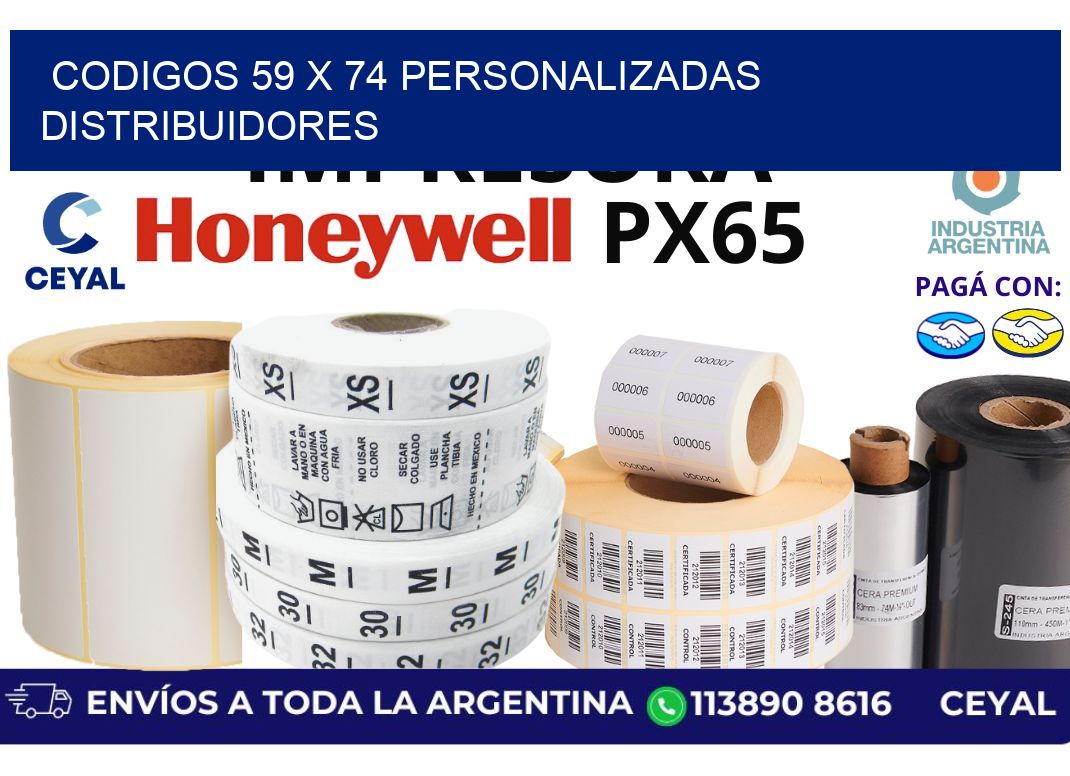 codigos 59 x 74 personalizadas distribuidores