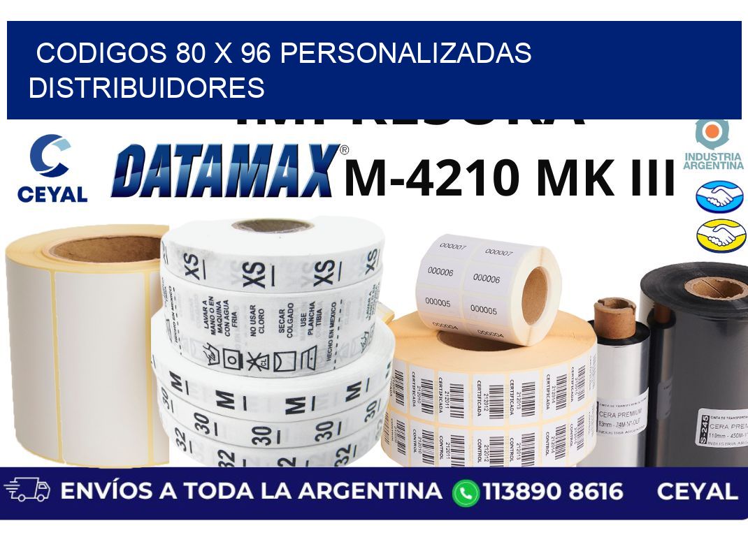 codigos 80 x 96 personalizadas distribuidores