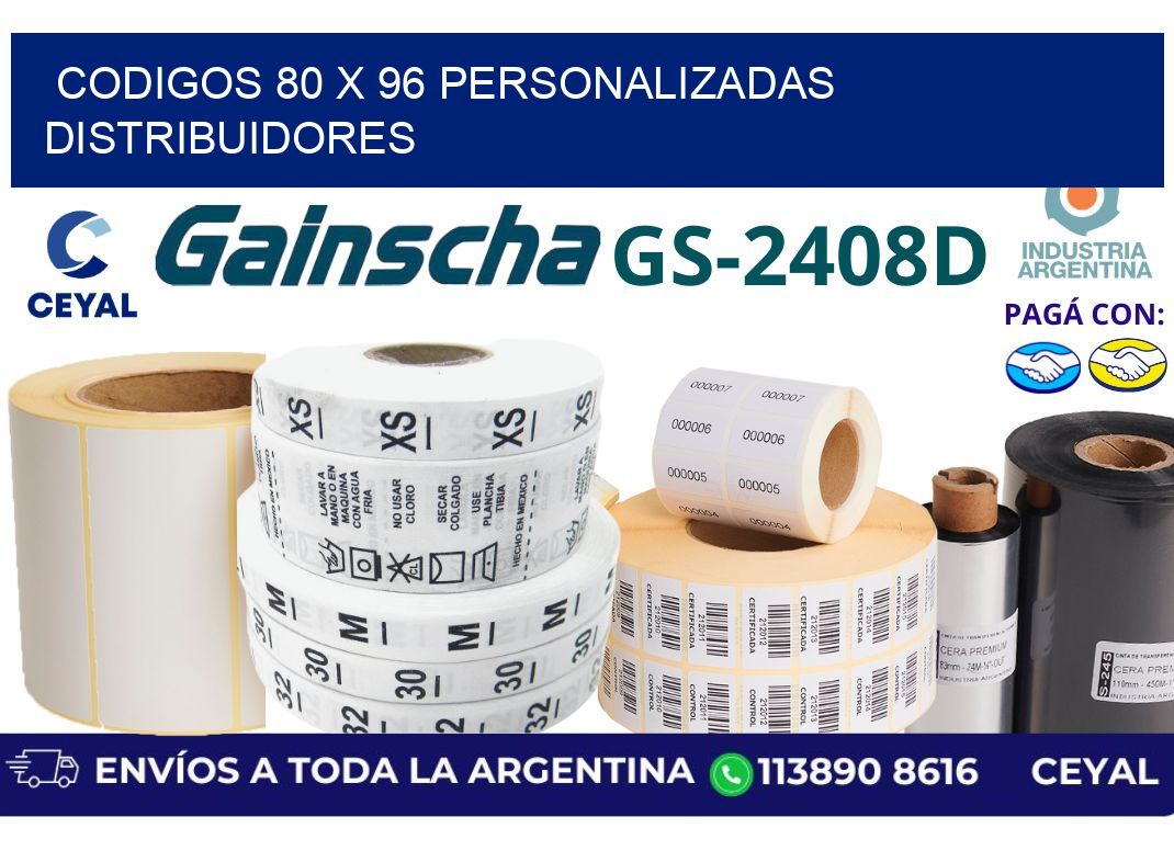 codigos 80 x 96 personalizadas distribuidores