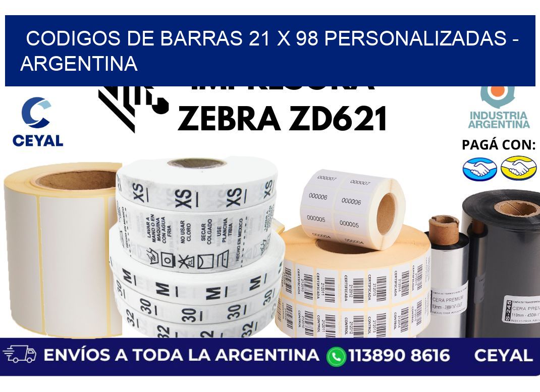 codigos de barras 21 x 98 personalizadas - Argentina